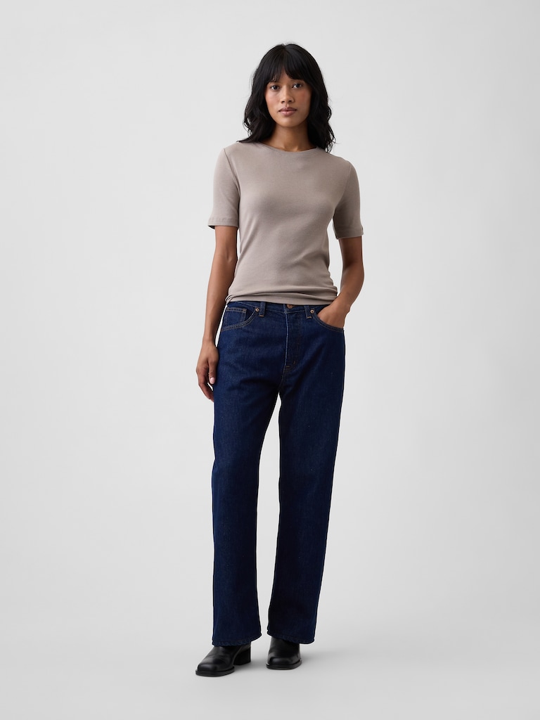 Modern Ribbed Crewneck T-Shirt