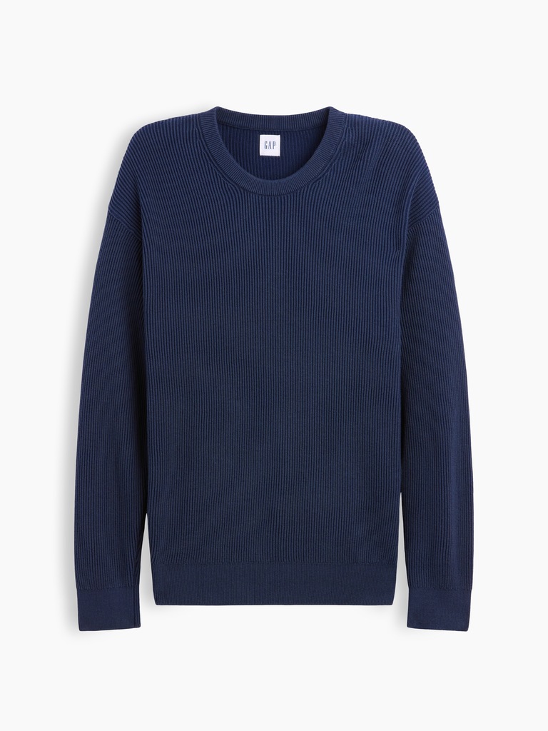 Relaxed Fisherman Stitch Crewneck Sweater