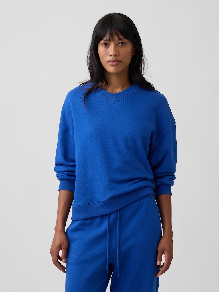 Oversized Wedge V-Neck Sweatshirt