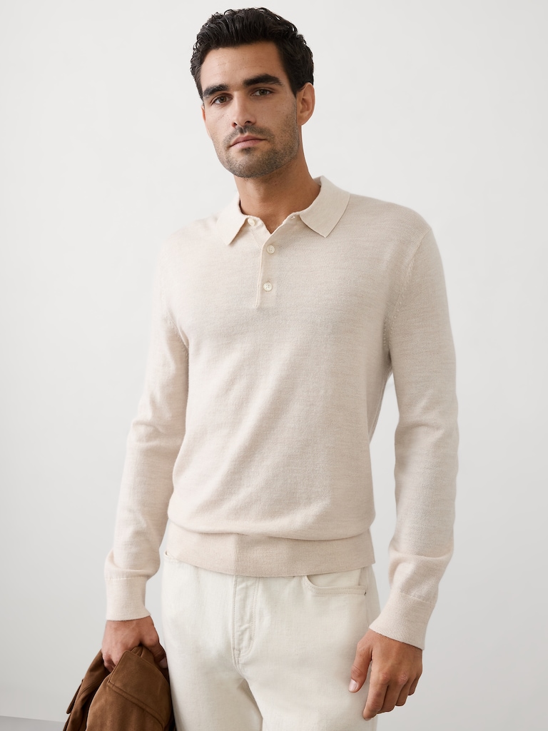 Merino Wool Polo Sweater