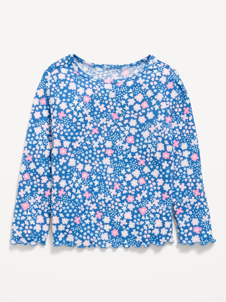 T-shirt ajusté côtelé à manches longues à imprimé pour toute-petite