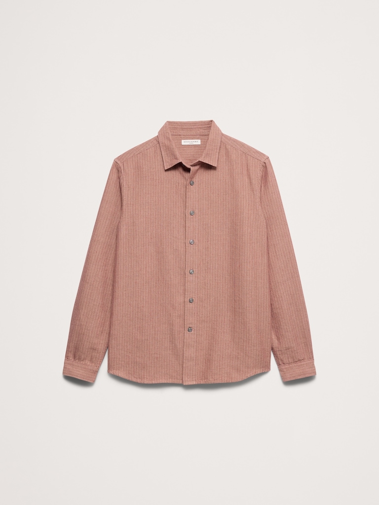 Standard-Fit Textured Linen-Cotton Shirt