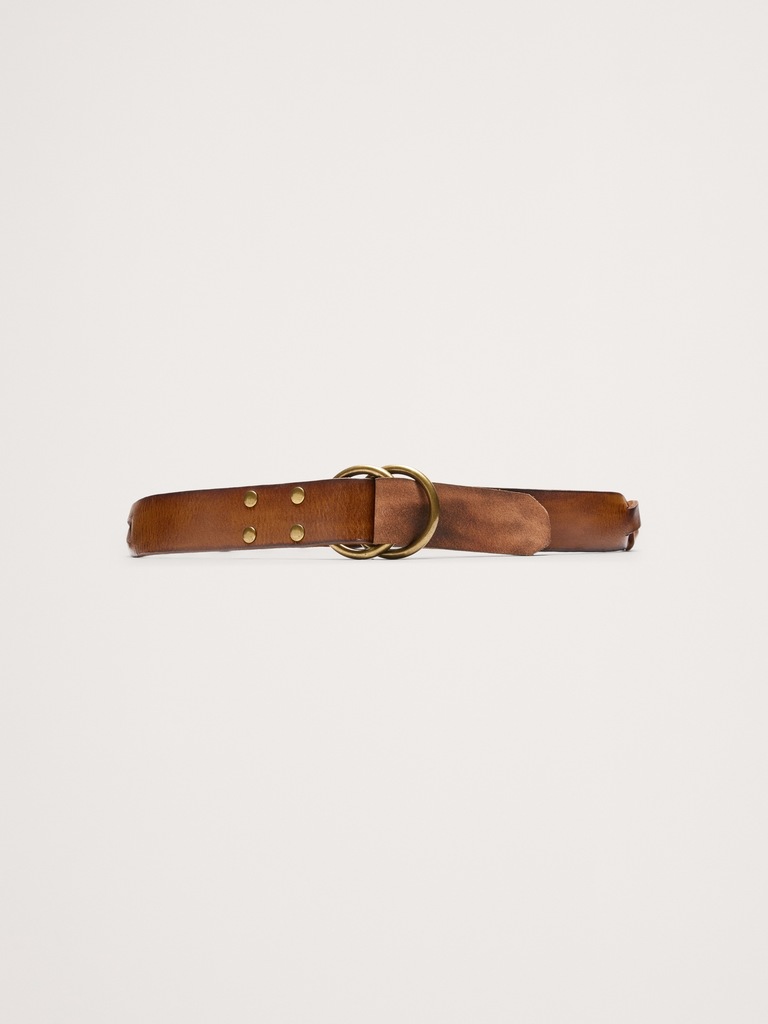 Woven Leather Double-Ring Belt