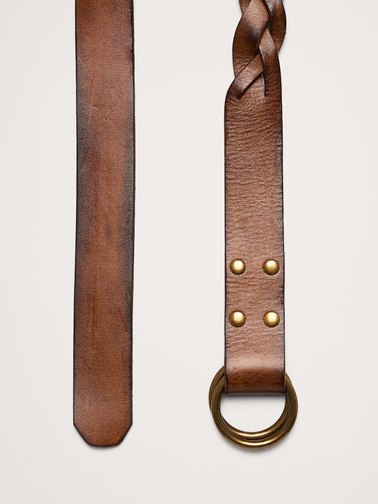 Woven Leather Double-Ring Belt