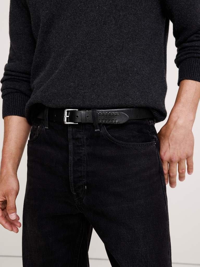Slim Laced Leather Belt