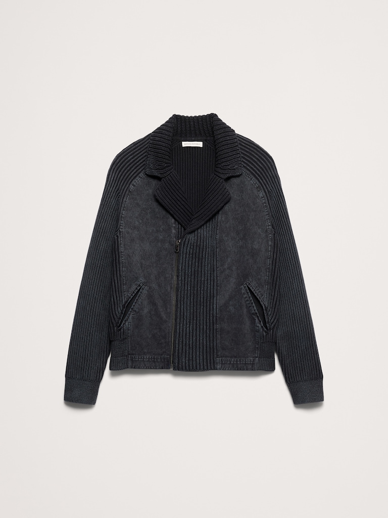 Cotton Moto Sweater Jacket