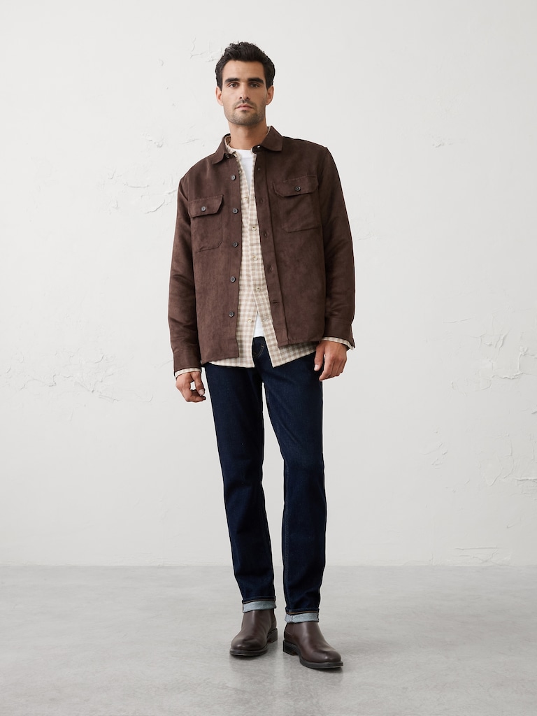 Relaxed-Fit Vegan Suede Overshirt