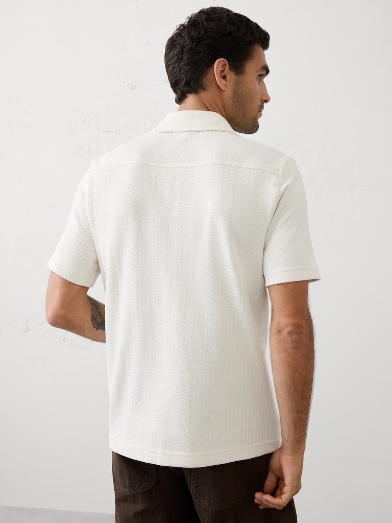 Standard-Fit Knit Herringbone Shirt