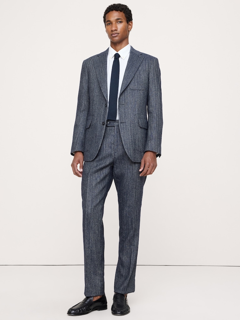 Tailored Slim Italian Herringbone Suit Jacket