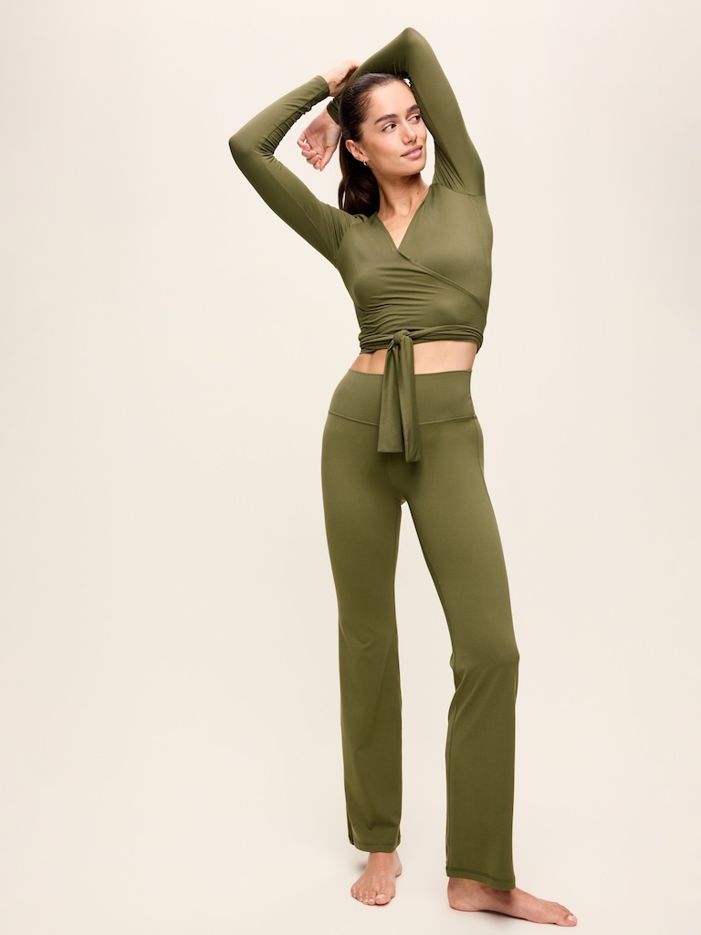 StudioSmooth Long-Sleeve Wrap Top