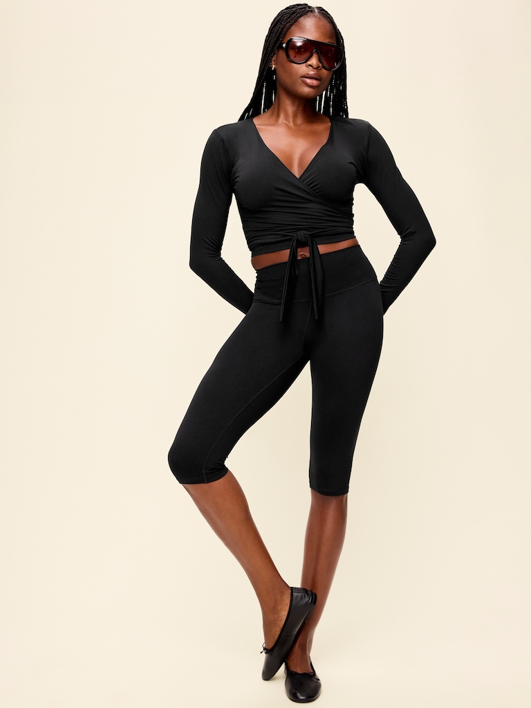 StudioSmooth Long-Sleeve Wrap Top