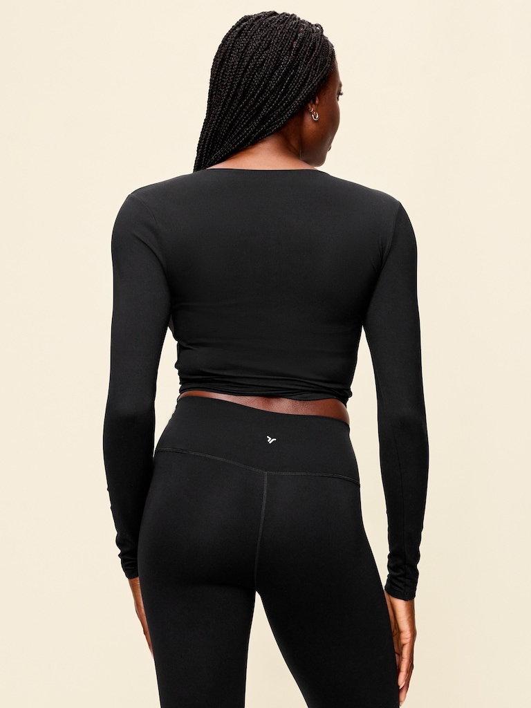 StudioSmooth Long-Sleeve Wrap Top