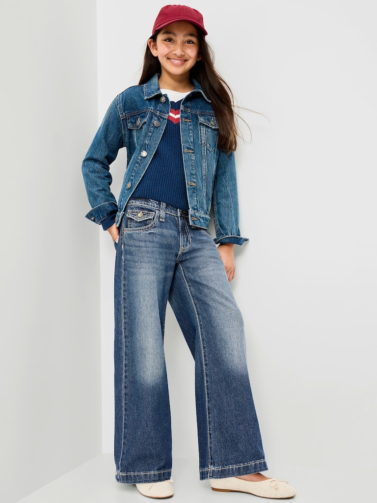 Jean coupe généreuse à jambe large à taille basse pour fille