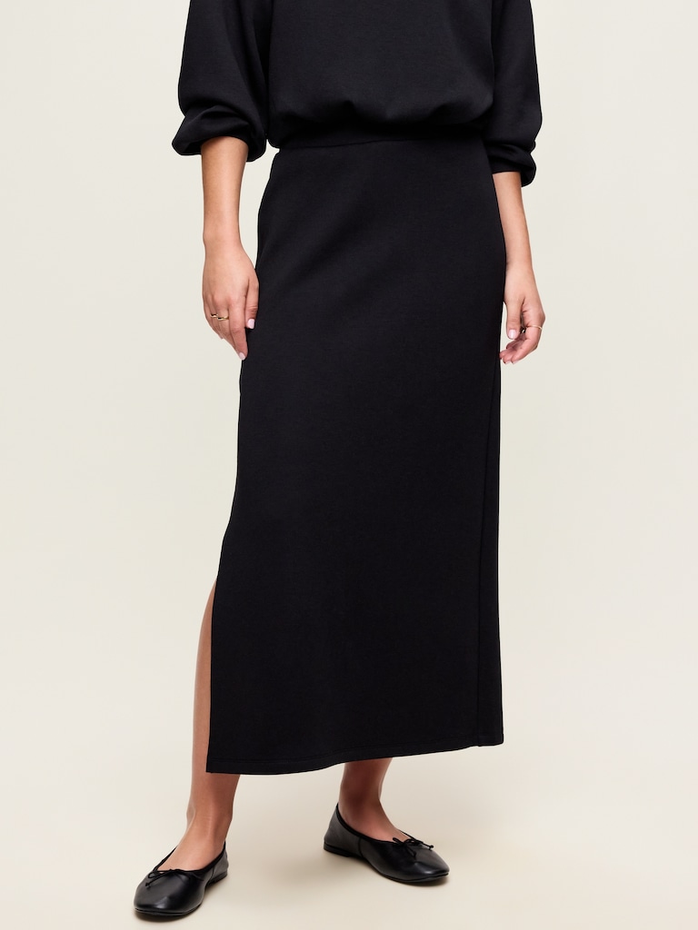High-Waisted Bounce Fleece Maxi Skirt