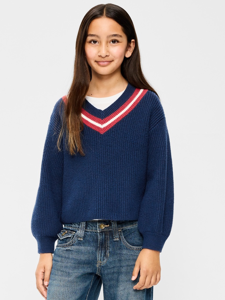 Cardigan court encolure en V pour Fille