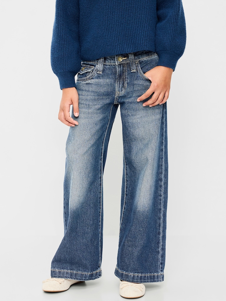 Jean coupe généreuse à jambe large à taille basse pour fille
