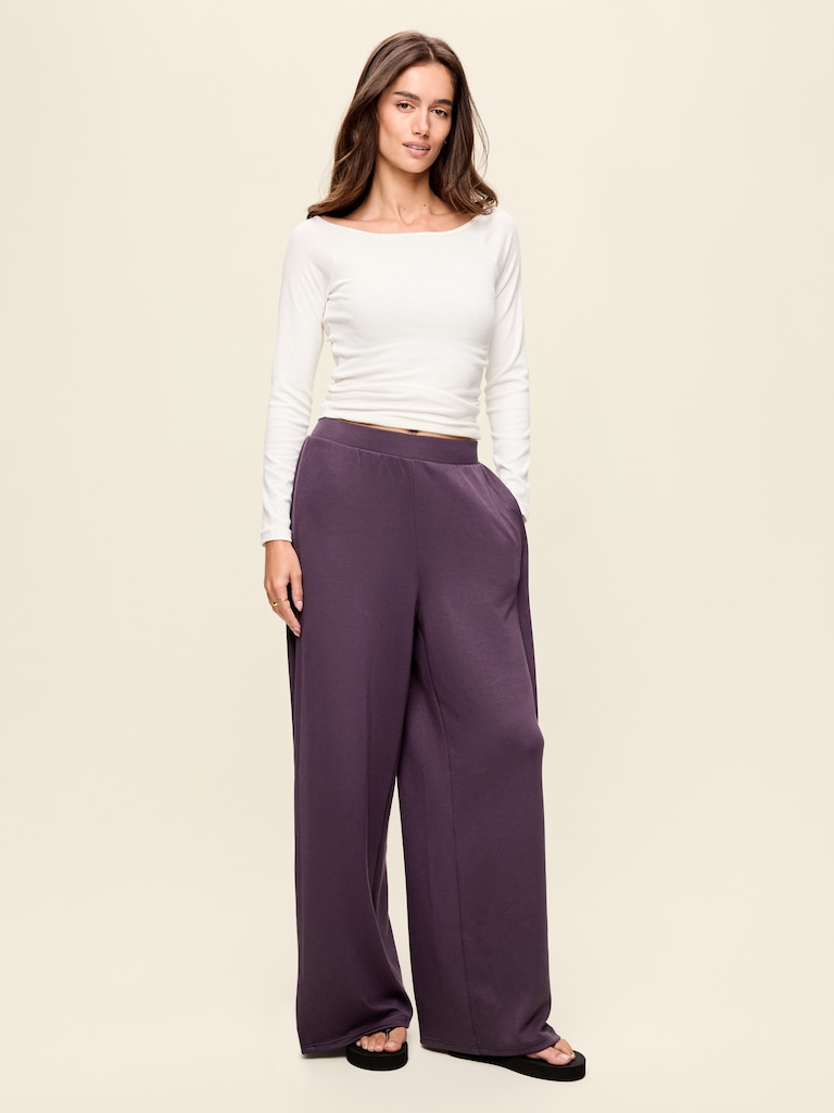 High-Waisted Bounce Lite Drapey Wide-Leg Pleated Pants