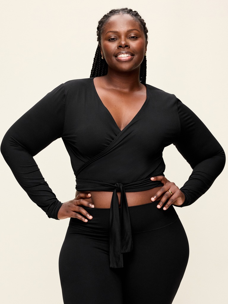 StudioSmooth Long-Sleeve Wrap Top