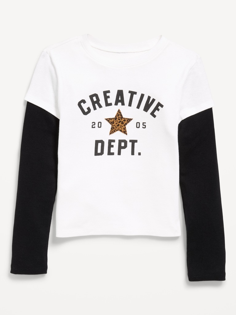 Fitted 2-in-1 Graphic T-Shirt for Girls