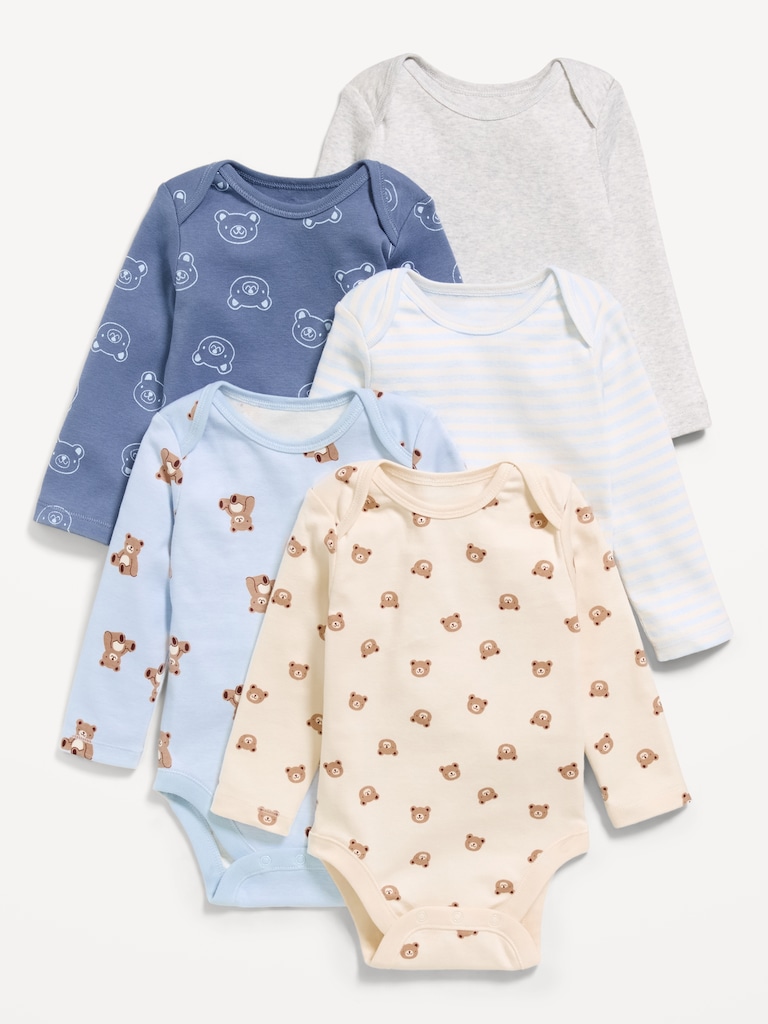 Long-Sleeve Bodysuit 5-Pack for Baby