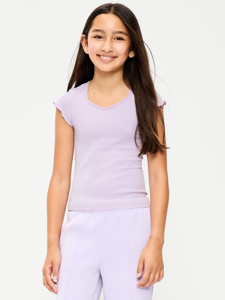 Fitted Seamless Ribbed  Performance Top for Girls