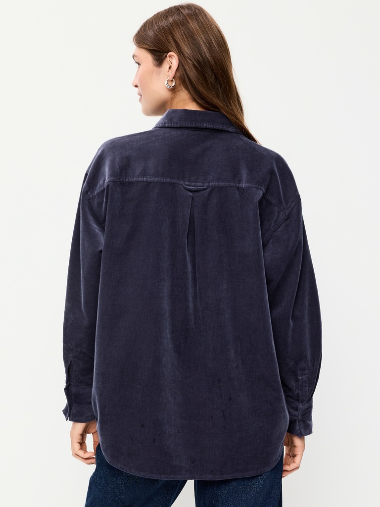 Oversized Boyfriend Button-Down Corduroy Shirt