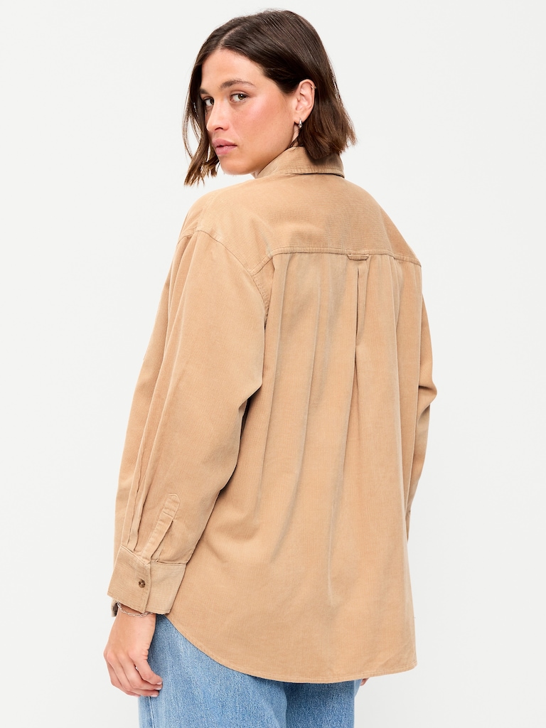 Oversized Boyfriend Button-Down Corduroy Shirt