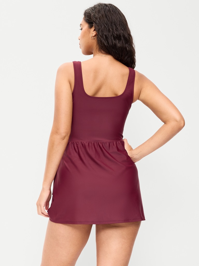 Matte Side-Tie Swim Dress