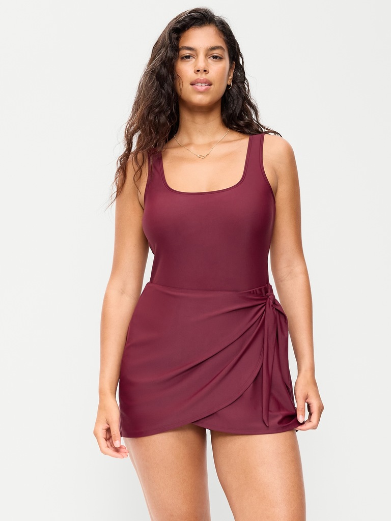 Matte Side-Tie Swim Dress