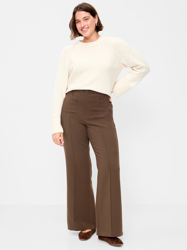 High-Waisted Patch Pocket Flare Pants