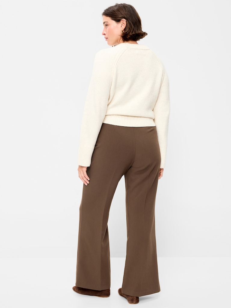 High-Waisted Patch Pocket Flare Pants