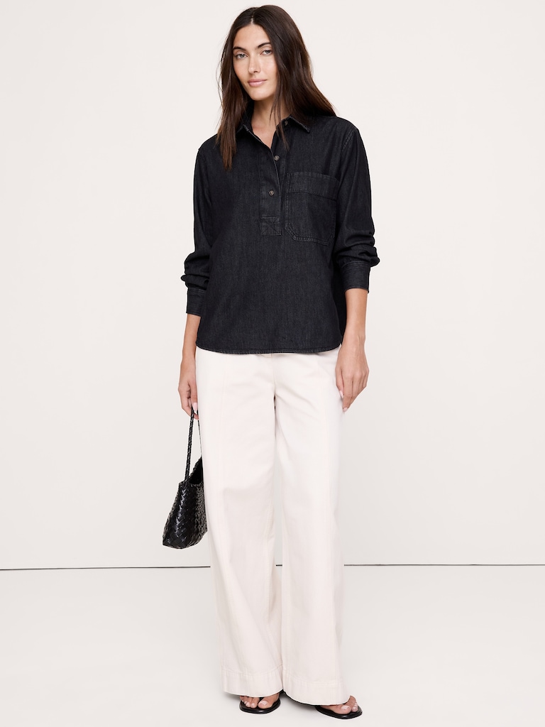 Relaxed Cotton Popover Shirt