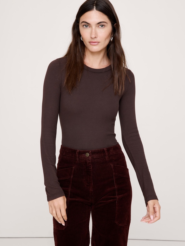 Ribbed Crew-Neck T-Shirt