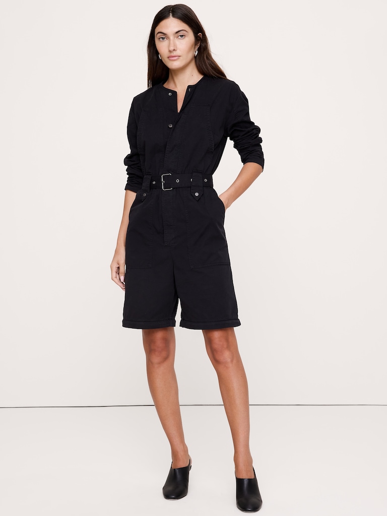 Oversized Cotton Twill Utility Jumpsuit